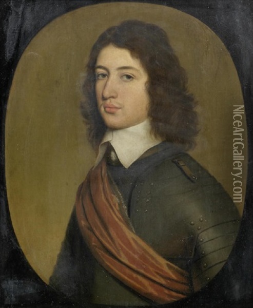 Portrait Of A Gentleman, Traditionally Identified As Sir Harry Vane The Younger, Half-length, In Armour With A Red Sash Oil Painting - Gerrit Van Honthorst