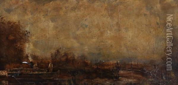 Rural River Scene Oil Painting - John Constable