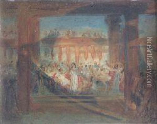 A Classical Banquet Oil Painting - David Scott