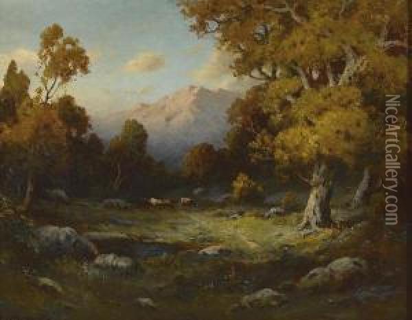 Sunset In The Sierras Oil Painting - Alexis Matthew Podchernikoff