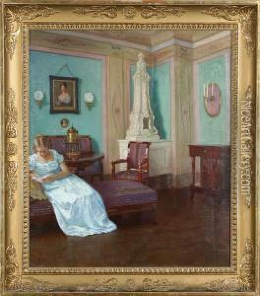 Interiorbild Med Kvinna Oil Painting - Walter Gunther J. Witting