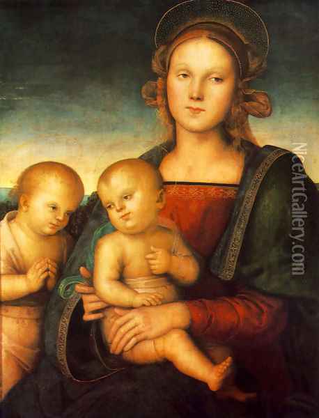 Madonna with Child and Little St John 1497 Oil Painting - Pietro Vannucci Perugino