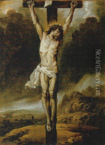 La Crucificacion Oil Painting - Antoon Goubau