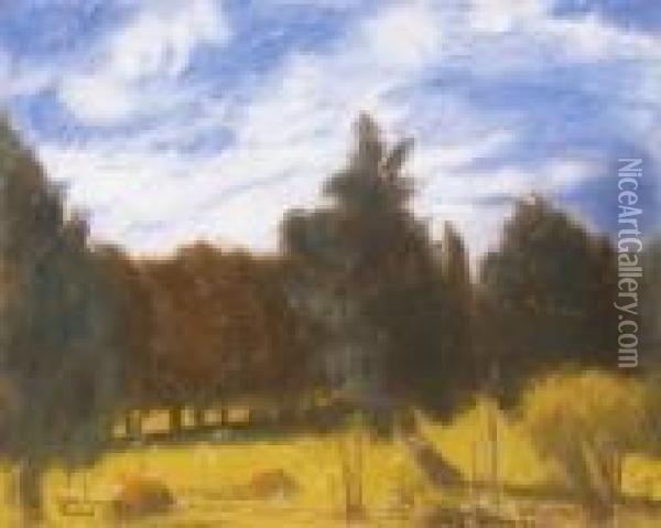 Landscape With Trees Oil Painting - Jozsef Rippl-Ronai