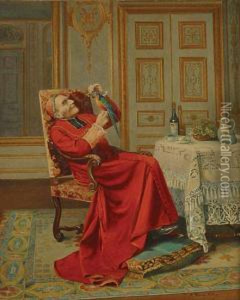 Cardinale Au Peroquet Oil Painting - Victor Marais-Milton