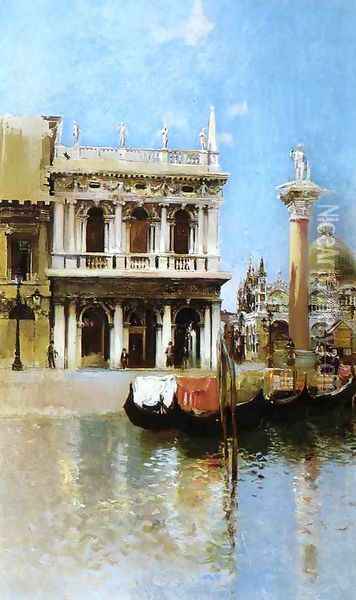 The Libreria, Venice Oil Painting - Robert Frederick Blum