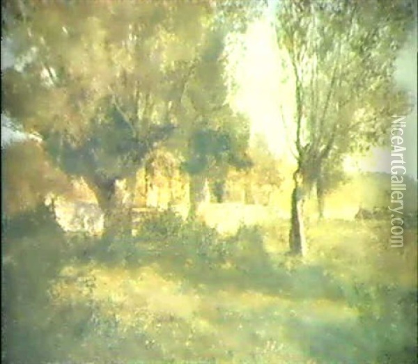 Baumreiche Landschaft Oil Painting - Hermann Baisch