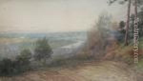 A Prospect Of Perth From Kinnoull Hill Oil Painting - David Murray