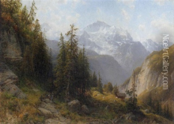 Ansicht Der Jungfrau Im Sonnenschein Oil Painting - Josef Schoyerer