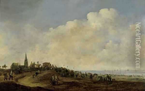 Departure of William II for England from the beach at Scheveningen Oil Painting - Maerten Fransz van der Hulst