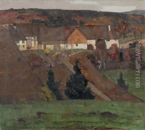 Hof Rheinsfelden Oil Painting - Ernst Georg Rueegg
