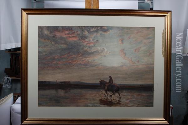 Evening, Plough Horse Returning Oil Painting - Walter Field