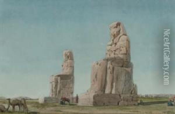 The Colossi Of Memnon, Thebes Oil Painting - Richard Phene Spiers