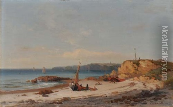 Franzosische Kustenlandschaft Oil Painting - Francois Louis Fritz Niederhausern