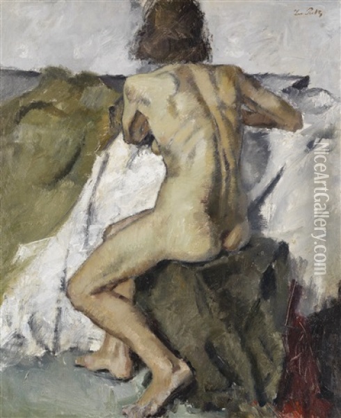 Sitzender Weiblicher Ruckenakt Oil Painting - Leo Putz