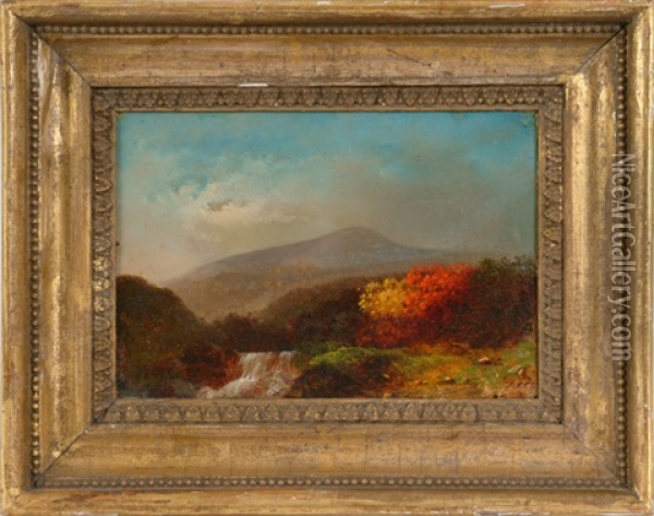 Mountain & Stream Landscape Oil Painting - John Frederick Kensett