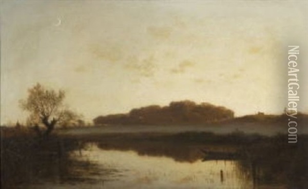 Abend An Der Oise Ii Oil Painting - Adolf Heinrich Lier