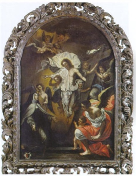 L'apparition Du Christ Ressuscite A Sainte Therese D'avila Et Saint Jean De La Croix Oil Painting - Jean-Baptiste Corneille
