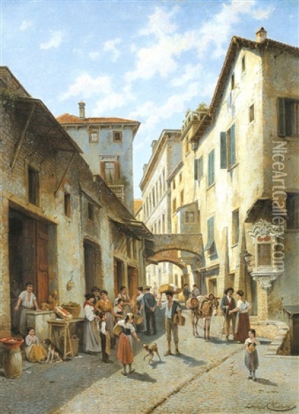 Porto-maurizio, Italie Oil Painting - Jacques Francois Carabain