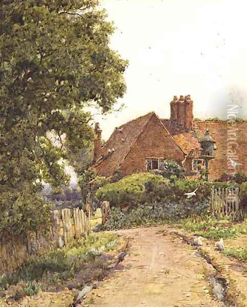 A Hampshire Farmhouse near Steep Oil Painting - Ernest Arthur Rowe