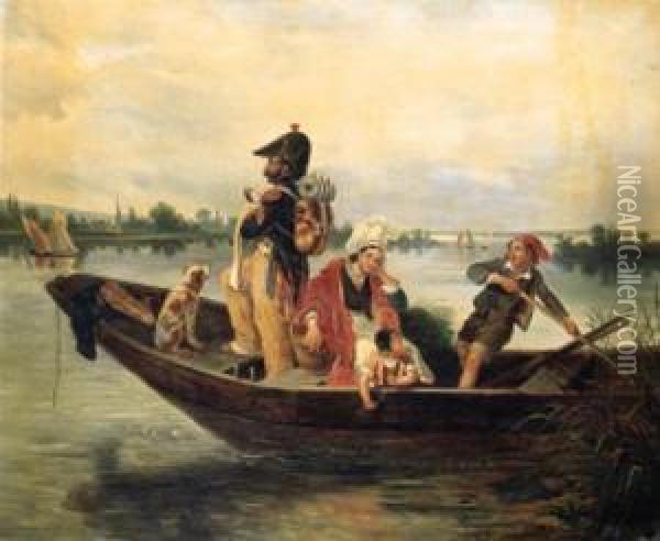 The River Ferry Oil Painting - Eugene Charpentier