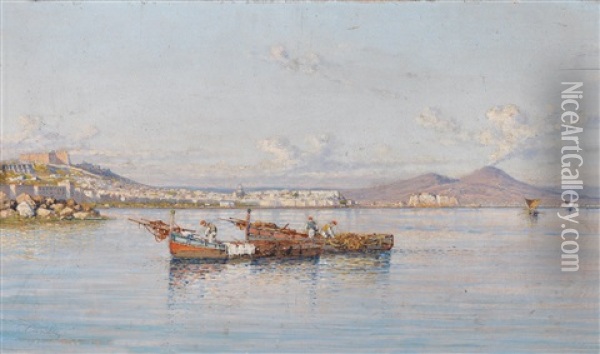 Im Hafen Von Neapel Oil Painting - Giuseppe Carelli