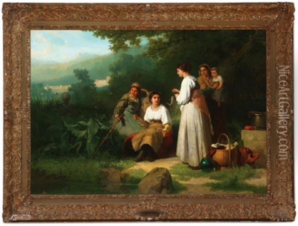 A Good Catch Oil Painting - Karel Frans Philippeau