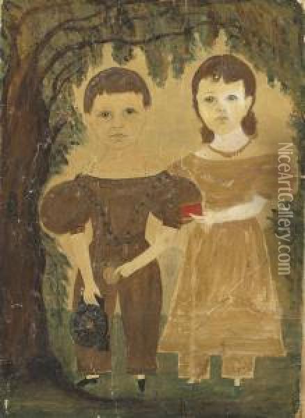 Portrait Of John And Hannah Maria Pickett Oil Painting - Ruth Whittier Shute