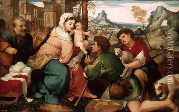 Adoration of the Shepherds Oil Painting - Bonifacio Veronese (Pitati)