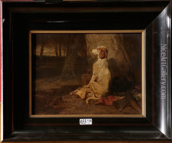 Chien De Chasse Au Repos Oil Painting - Joseph (Edouard J.) Stevens