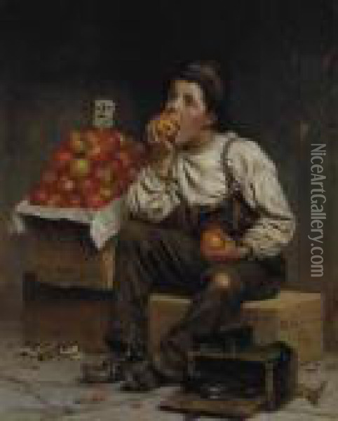 Eating The Profits Oil Painting - John George Brown