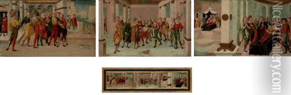 Three Scenes From The Life Of Cato The Younger Oil Painting - Nicoloursino V. Ii Giolfino