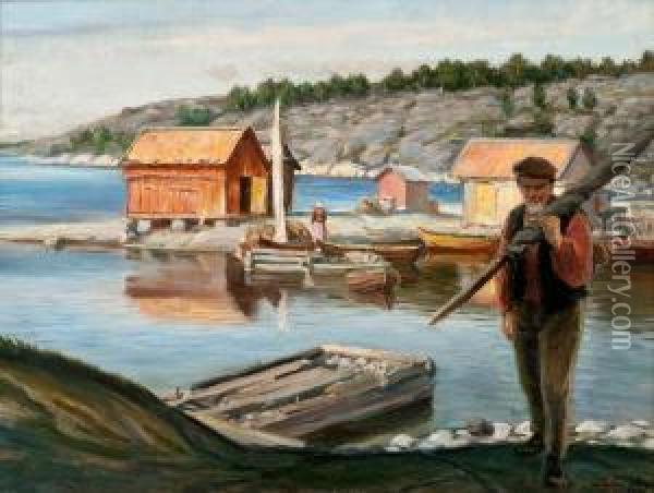 Inhabitant Of The Archipelago Oil Painting - Bror Tycho Odberg