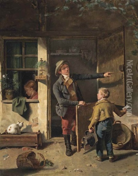 The Young Errand Boy Oil Painting - Martin Droelling