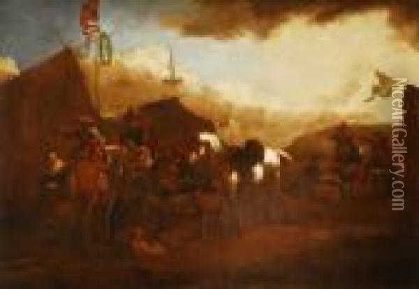 Campamento Militar Con Caballo Blanco Oil Painting - Pieter Wouwermans or Wouwerman