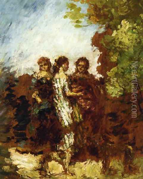 Three Friends Oil Painting - Adolphe Joseph Thomas Monticelli