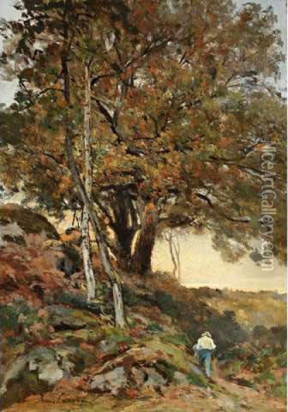 Foret Defontainebleau, La Croix Du Calvaire Oil Painting - Armand Th. Cassagne