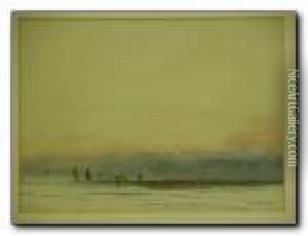 Seascape With Distant Sailing Boats Oil Painting - Abraham Hulk Jun.