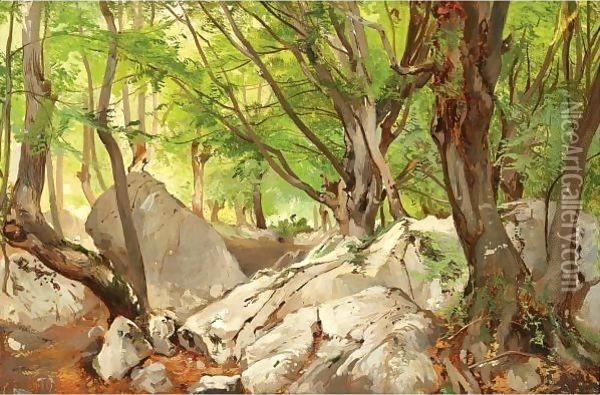 Forest Glade Oil Painting - Nikolai Gustavovich Schilder