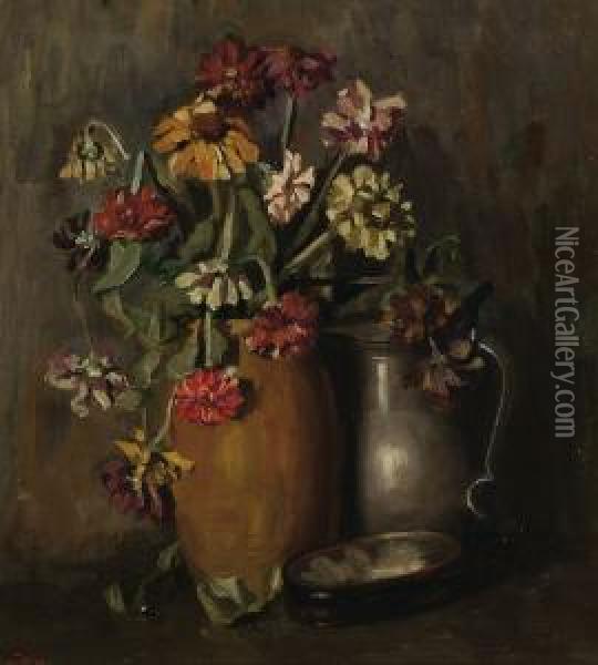 Flowers In A Vase Oil Painting - Johannes Evert Akkeringa