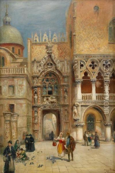 Dogepalatset - Venedig Oil Painting - Frans Wilhelm Odelmark