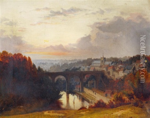 View Of Knaresborough Oil Painting - Richard Crafton Green