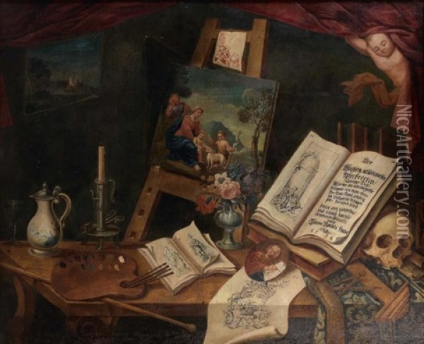 L'atelier Du Peintre Oil Painting - Johann Baptist Huber