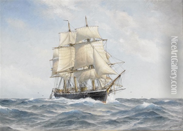 Pa Oppna Havet Oil Painting - Jacob Haegg