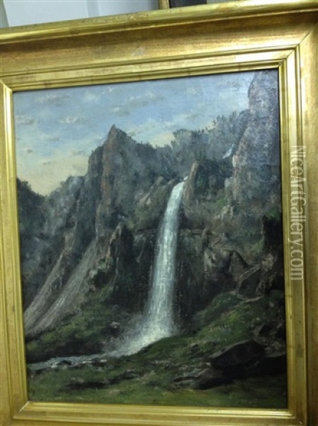 Cascade Pres De Rome (l'aniene A Tivoli?) Oil Painting - Arthur John Strutt