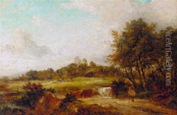The Road To Bramber Castle Oil Painting - George Barrell Willcock