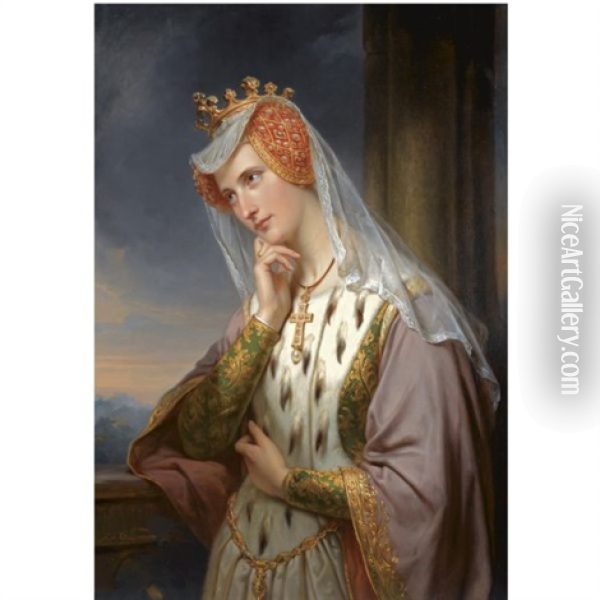 A Portrait Of A Noble Lady Oil Painting - Jan Adam Janszoon Kruseman