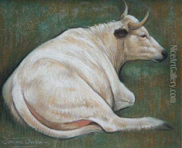 Park Cow Oil Painting - Owen W. Davis