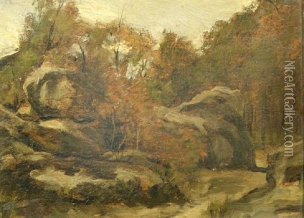 Rocky Landscape Oil Painting - Theophile De Bock