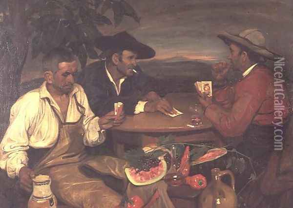 Card Players Oil Painting - Mary Cameron